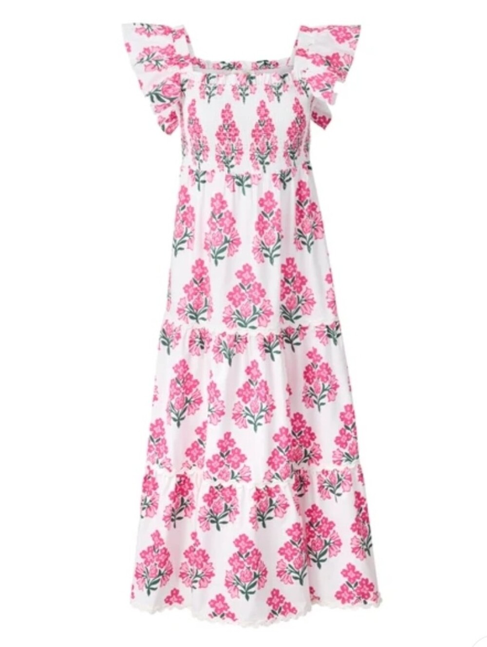 NWT SAIL TO SABLE Debra Smocked Midi Dress Sleeveless Hibiscus Block Print Sz XL